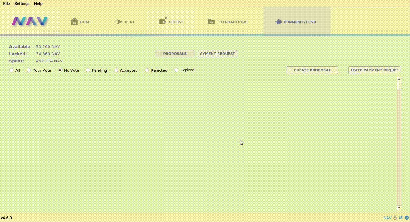 NavCoin Core Community Fund GUI